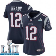 Women's Nike New England Patriots Super Bowl LII 12 Tom Brady Navy Blue Team Color NFL Jersey