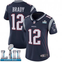 Women's Nike New England Patriots Super Bowl LII 12 Tom Brady Navy Blue Team Color NFL Jersey