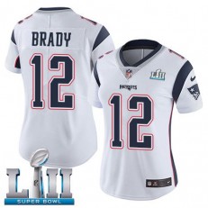 Women's Nike New England Patriots Super Bowl LII 12 Tom Brady White NFL Jersey