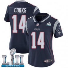 Women's Nike New England Patriots Super Bowl LII 14 Brandin Cooks Navy Blue Team Color NFL Jersey