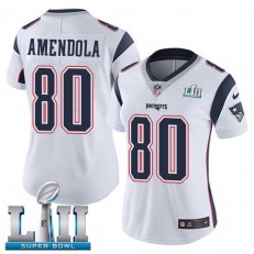 Women's Nike New England Patriots Super Bowl LII 80 Danny Amendola White NFL Jersey