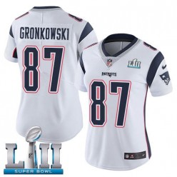 Women's Nike New England Patriots Super Bowl LII 87 Rob Gronkowski White NFL Jersey