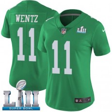 Women's Nike Philadelphia Eagels Super Bowl LII 11 Carson Wentz Green NFL Jersey