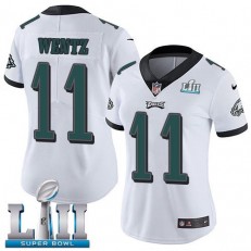 Women's Nike Philadelphia Eagels Super Bowl LII 11 Carson Wentz White NFL Jersey
