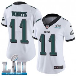 Women's Nike Philadelphia Eagels Super Bowl LII 11 Carson Wentz White NFL Jersey