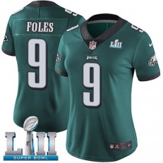 Women's Nike Philadelphia Eagels Super Bowl LII 9 Nick Foles Midnight Green Team Color NFL Jersey