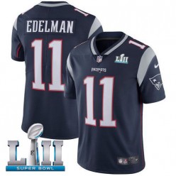 Youth Nike New England Patriots Super Bowl LII 11 Julian Edelman Navy Blue Team Color NFL Jersey