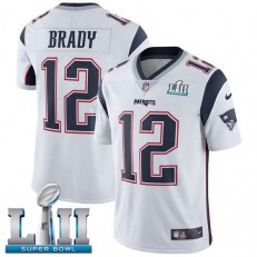Youth Nike New England Patriots Super Bowl LII 12 Tom Brady White NFL Jersey