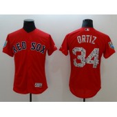 MLB Boston Red Sox 34 David Ortiz Red 2018 Spring Training Authentic Flex Base Stitched Men Jersey