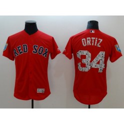 MLB Boston Red Sox 34 David Ortiz Red 2018 Spring Training Authentic Flex Base Stitched Men Jersey