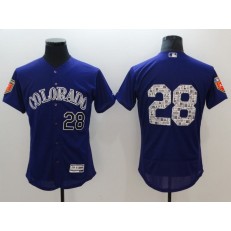 MLB Colorado Rockies 28 Nolan Arenado Purple 2018 Spring Training Authentic Flex Base Stitched Men Jersey
