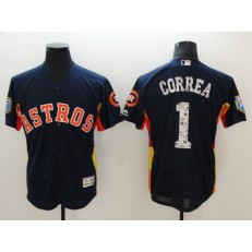 MLB Houston Astros 1 Carlos Correa Navy 2018 Spring Training Flex Base Men Jersey