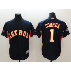 MLB Houston Astros 1 Carlos Correa Navy 2018 World Series Champions Gold Program Cool Base Stitched Baseball Men Jersey