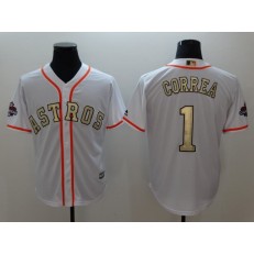 MLB Houston Astros 1 Carlos Correa White 2018 Gold Program Cool Base Stitched Men Jersey