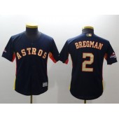 MLB Houston Astros 2 Alex Bregman Navy 2018 World Series Champions Gold Program Cool Base Stitched Baseball Youth Jersey