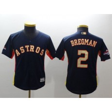 MLB Houston Astros 2 Alex Bregman Navy 2018 World Series Champions Gold Program Cool Base Stitched Baseball Youth Jersey