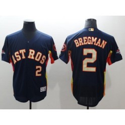 MLB Houston Astros 2 Alex Bregman Navy 2018 World Series Champions Gold Program Flex Base Stitched Baseball Men Jersey