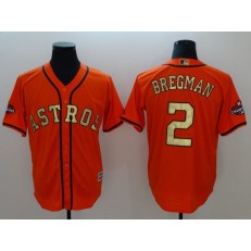 MLB Houston Astros 2 Alex Bregman Orange 2018 World Series Champions Gold Program Cool Base Game Men Jersey