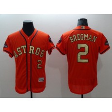 MLB Houston Astros 2 Alex Bregman Orange 2018 World Series Champions Gold Program Flex Base Men Jersey