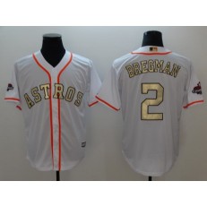 MLB Houston Astros 2 Alex Bregman White 2018 Gold Program Cool Base Stitched Men Jersey