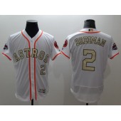 MLB Houston Astros 2 Alex Bregman White FlexBase Authentic 2018 Gold Program Stitched Men Jersey