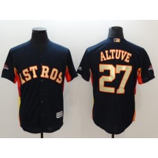 MLB Houston Astros 27 Jose Altuve Navy 2018 World Series Champions Gold Program Cool Base Stitched Baseball Men Jersey