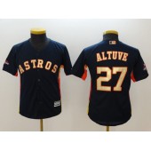 MLB Houston Astros 27 Jose Altuve Navy 2018 World Series Champions Gold Program Cool Base Stitched Baseball Youth Jersey