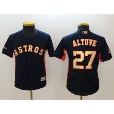 MLB Houston Astros 27 Jose Altuve Navy 2018 World Series Champions Gold Program Cool Base Stitched Baseball Youth Jersey