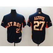MLB Houston Astros 27 Jose Altuve Navy 2018 World Series Champions Gold Program Flex Base Men Jersey