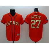 MLB Houston Astros 27 Jose Altuve Orange 2018 World Series Champions Gold Program Cool Base Game Men Jersey