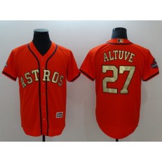 MLB Houston Astros 27 Jose Altuve Orange 2018 World Series Champions Gold Program Cool Base Game Men Jersey