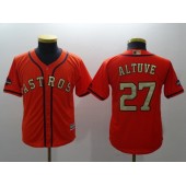 MLB Houston Astros 27 Jose Altuve Orange 2018 World Series Champions Gold Program Cool Base Stitched Baseball Youth Jersey