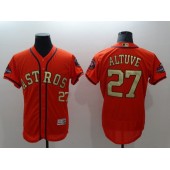 MLB Houston Astros 27 Jose Altuve Orange 2018 World Series Champions Gold Program Flex Base Men Jersey