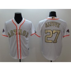 MLB Houston Astros 27 Jose Altuve White 2018 Gold Program Cool Base Stitched Men Jersey