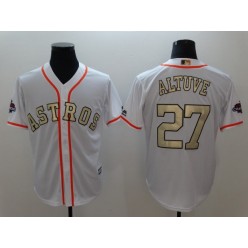 MLB Houston Astros 27 Jose Altuve White 2018 Gold Program Cool Base Stitched Men Jersey