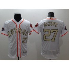 MLB Houston Astros 27 Jose Altuve White FlexBase Authentic 2018 Gold Program Stitched Men Jersey