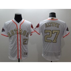 MLB Houston Astros 27 Jose Altuve White FlexBase Authentic 2018 Gold Program Stitched Men Jersey