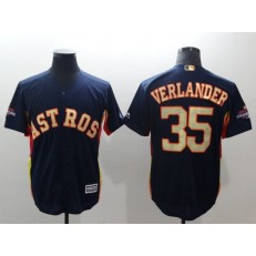 MLB Houston Astros 35 Justin Verlander Navy 2018 World Series Champions Gold Program Cool Base Stitched Baseball Game Men Jersey