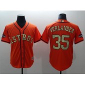 MLB Houston Astros 35 Justin Verlander Orange 2018 World Series Champions Gold Program Cool Base Stitched Baseball Game Men Jersey