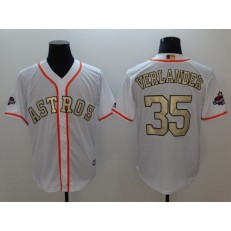 MLB Houston Astros 35 Justin Verlander White 2018 Gold Program Cool Base Stitched Men Jersey