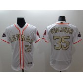 MLB Houston Astros 35 Justin Verlander White FlexBase Authentic 2018 Gold Program Stitched Men Jersey