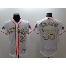MLB Houston Astros 35 Justin Verlander White FlexBase Authentic 2018 Gold Program Stitched Men Jersey