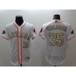 MLB Houston Astros 35 Justin Verlander White FlexBase Authentic 2018 Gold Program Stitched Men Jersey