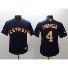 MLB Houston Astros 4 George Springer Navy 2018 World Series Champions Gold Program Cool Base Stitched Baseball Youth Jersey
