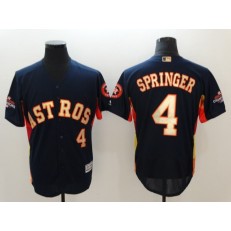 MLB Houston Astros 4 George Springer Navy 2018 World Series Champions Gold Program Flex Base Stitched Baseball Men Jersey