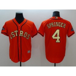 MLB Houston Astros 4 George Springer Orange 2018 World Series Champions Gold Program Cool Base Game Men Jersey