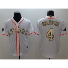 MLB Houston Astros 4 George Springer White 2018 Gold Program Cool Base Stitched Men Jersey