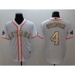 MLB Houston Astros 4 George Springer White 2018 Gold Program Cool Base Stitched Men Jersey
