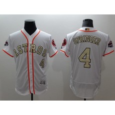 MLB Houston Astros 4 George Springer White FlexBase Authentic 2018 Gold Program Stitched Men Jersey