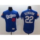 MLB Los Angeles Dodgers 22 Clayton Kershaw Blue 2018 Spring Training Authentic Flex Base Stitched Men Jersey